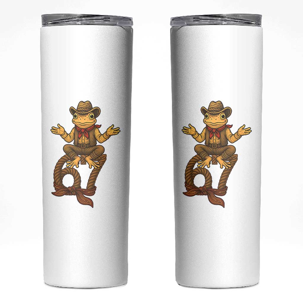 Funny Frog Cowboy Six Seven Meme Skinny Tumbler 67 Doot Doot Western Animal Trend Gift - Wonder Print Shop