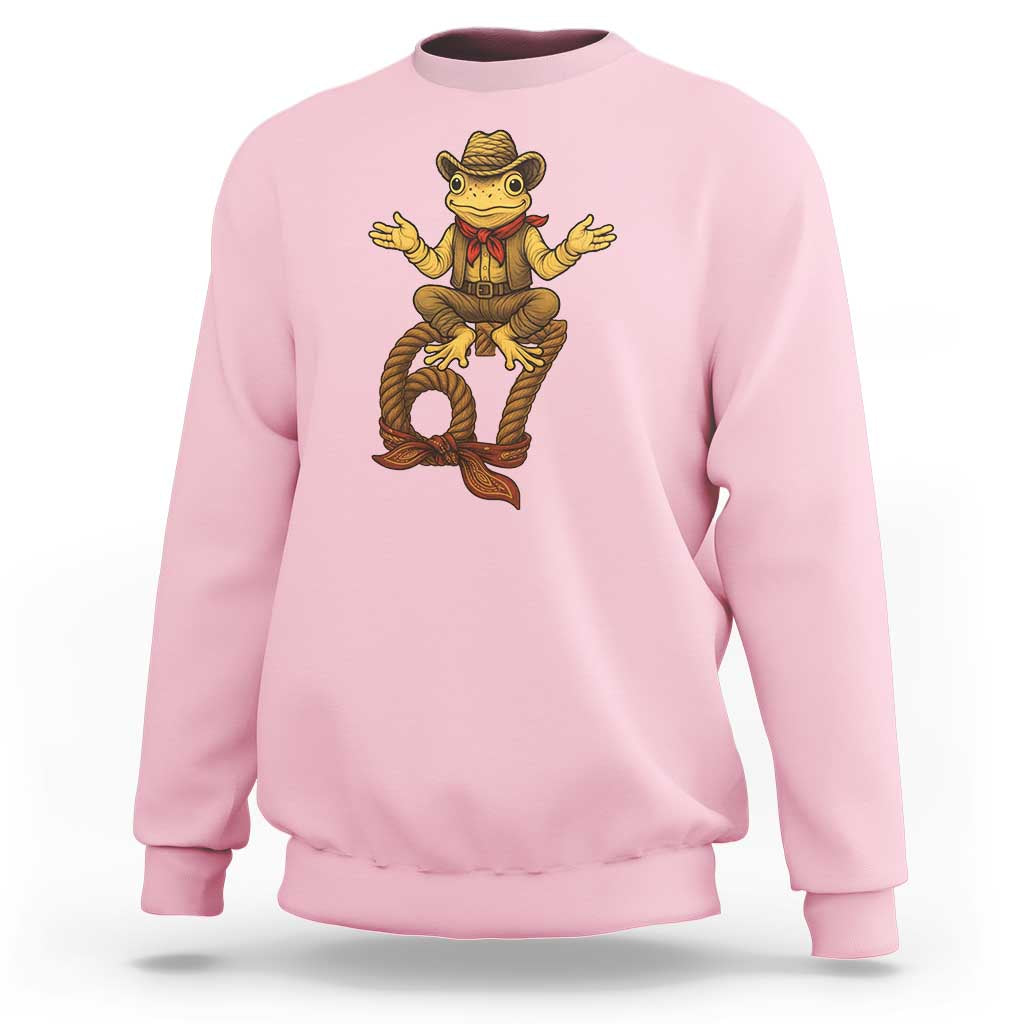 Funny Frog Cowboy Six Seven Meme Sweatshirt 67 Doot Doot Western Animal Trend Gift - Wonder Print Shop