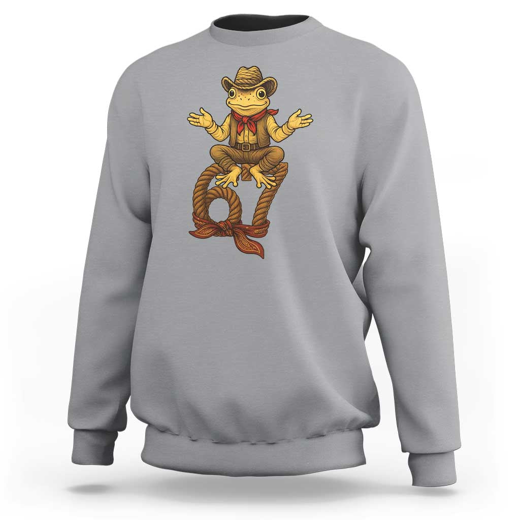 Funny Frog Cowboy Six Seven Meme Sweatshirt 67 Doot Doot Western Animal Trend Gift - Wonder Print Shop