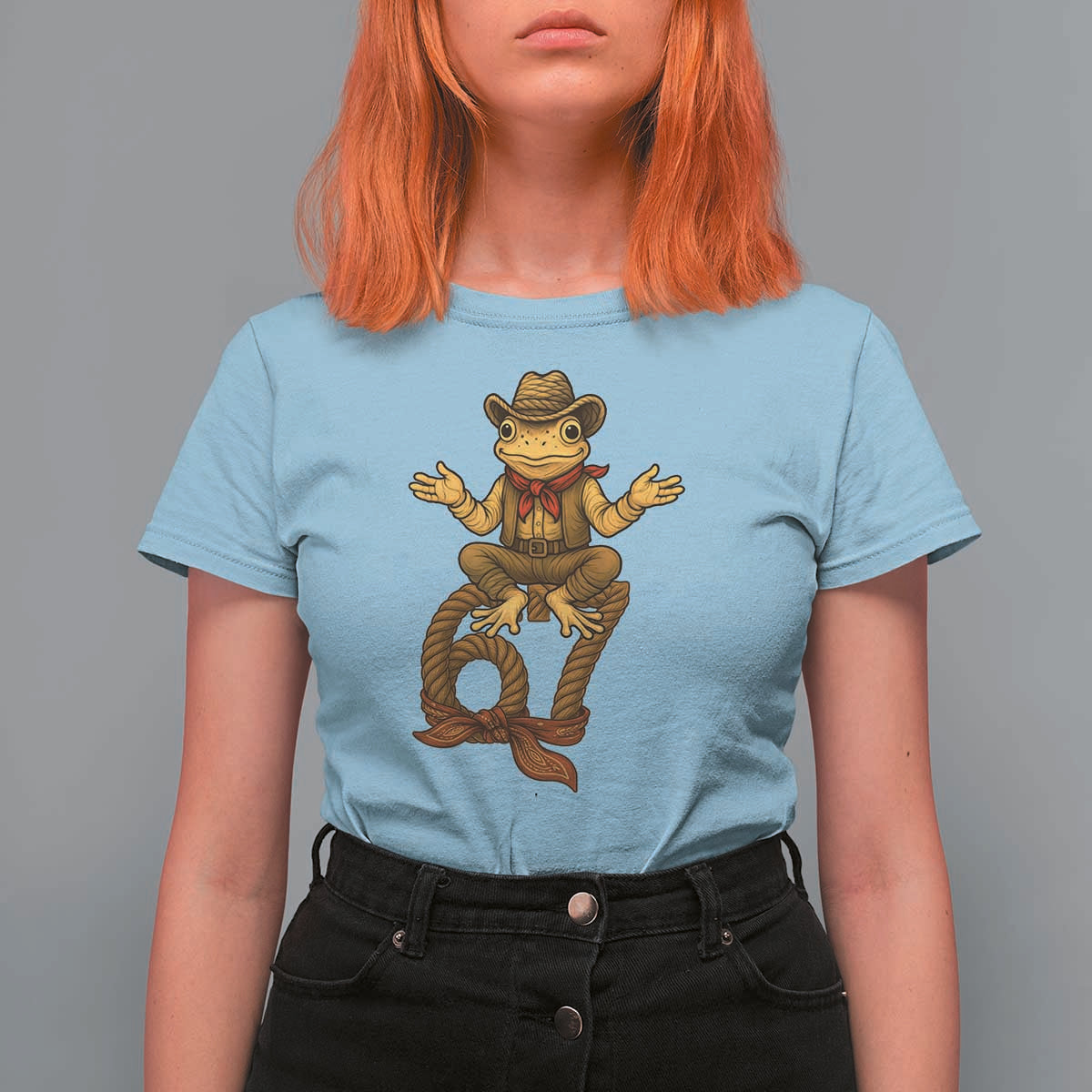 Funny Frog Cowboy Six Seven Meme T Shirt For Women 67 Doot Doot Western Animal Trend Gift - Wonder Print Shop