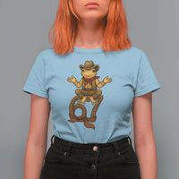 Funny Frog Cowboy Six Seven Meme T Shirt For Women 67 Doot Doot Western Animal Trend Gift - Wonder Print Shop