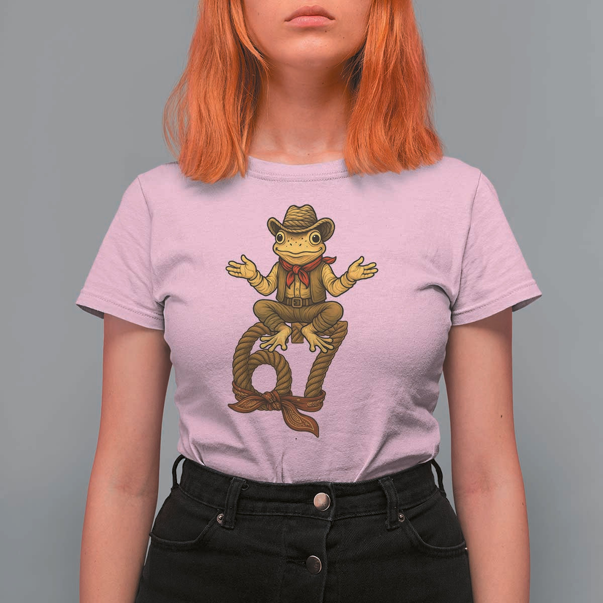 Funny Frog Cowboy Six Seven Meme T Shirt For Women 67 Doot Doot Western Animal Trend Gift - Wonder Print Shop