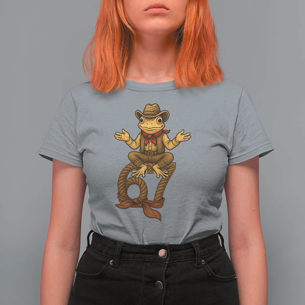Funny Frog Cowboy Six Seven Meme T Shirt For Women 67 Doot Doot Western Animal Trend Gift - Wonder Print Shop