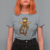 Funny Frog Cowboy Six Seven Meme T Shirt For Women 67 Doot Doot Western Animal Trend Gift - Wonder Print Shop