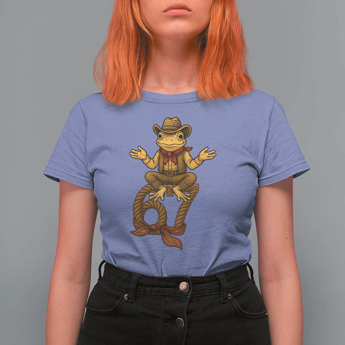 Funny Frog Cowboy Six Seven Meme T Shirt For Women 67 Doot Doot Western Animal Trend Gift - Wonder Print Shop
