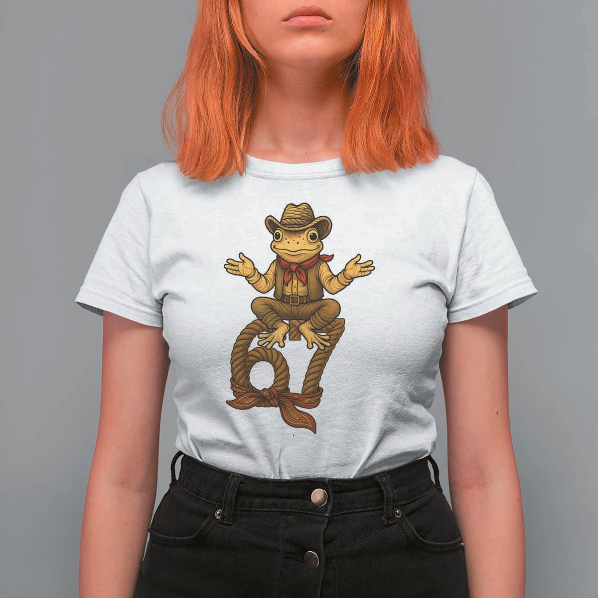 Funny Frog Cowboy Six Seven Meme T Shirt For Women 67 Doot Doot Western Animal Trend Gift - Wonder Print Shop
