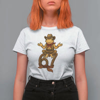 Funny Frog Cowboy Six Seven Meme T Shirt For Women 67 Doot Doot Western Animal Trend Gift - Wonder Print Shop