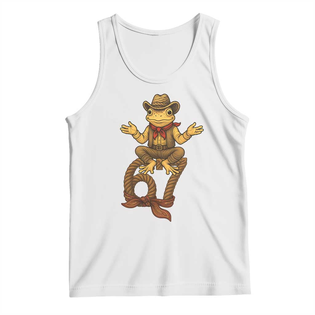 Funny Frog Cowboy Six Seven Meme Tank Top 67 Doot Doot Western Animal Trend Gift - Wonder Print Shop
