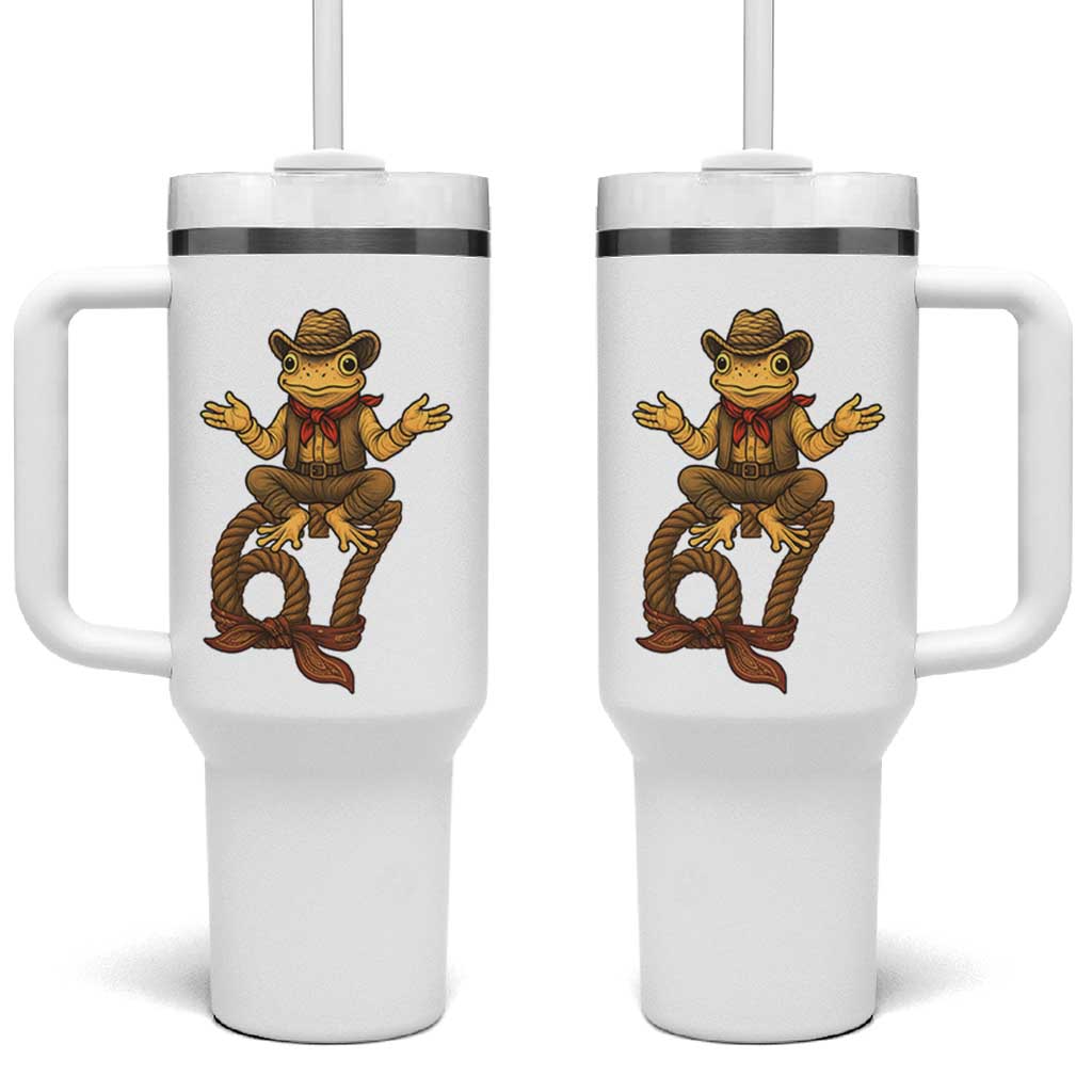 Funny Frog Cowboy Six Seven Meme Tumbler With Handle 67 Doot Doot Western Animal Trend Gift - Wonder Print Shop