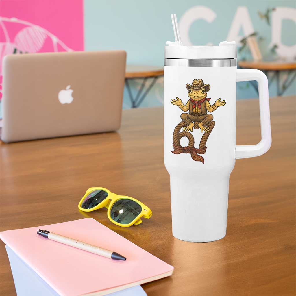 Funny Frog Cowboy Six Seven Meme Tumbler With Handle 67 Doot Doot Western Animal Trend Gift - Wonder Print Shop