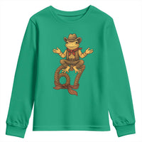 Funny Frog Cowboy Six Seven Meme Youth Sweatshirt 67 Doot Doot Western Animal Trend Gift - Wonder Print Shop