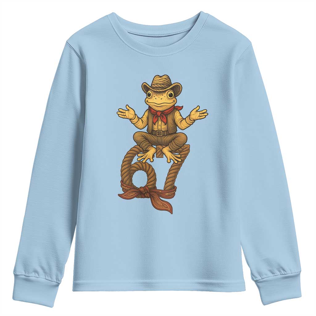 Funny Frog Cowboy Six Seven Meme Youth Sweatshirt 67 Doot Doot Western Animal Trend Gift - Wonder Print Shop