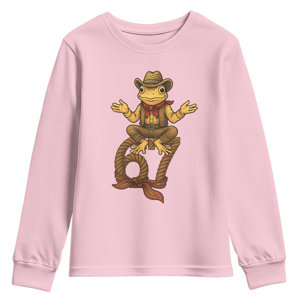 Funny Frog Cowboy Six Seven Meme Youth Sweatshirt 67 Doot Doot Western Animal Trend Gift - Wonder Print Shop