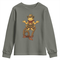 Funny Frog Cowboy Six Seven Meme Youth Sweatshirt 67 Doot Doot Western Animal Trend Gift - Wonder Print Shop