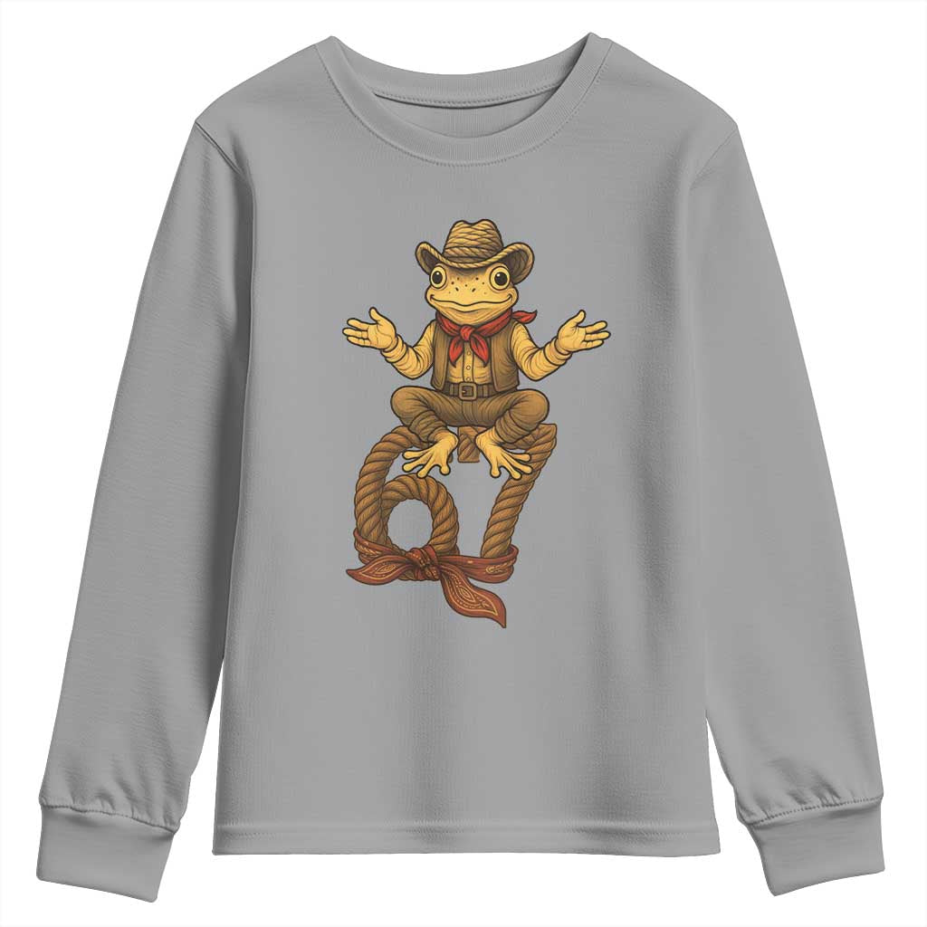 Funny Frog Cowboy Six Seven Meme Youth Sweatshirt 67 Doot Doot Western Animal Trend Gift - Wonder Print Shop