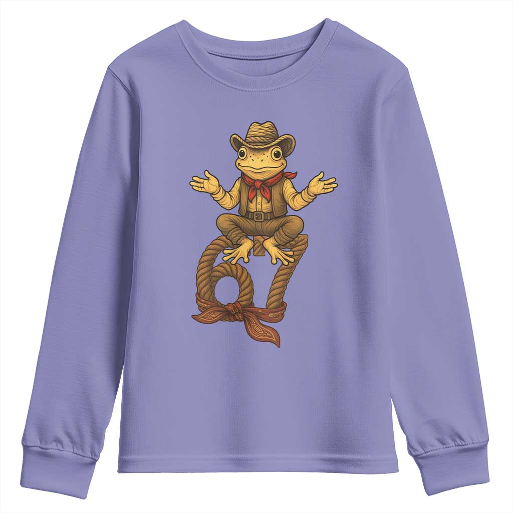 Funny Frog Cowboy Six Seven Meme Youth Sweatshirt 67 Doot Doot Western Animal Trend Gift - Wonder Print Shop