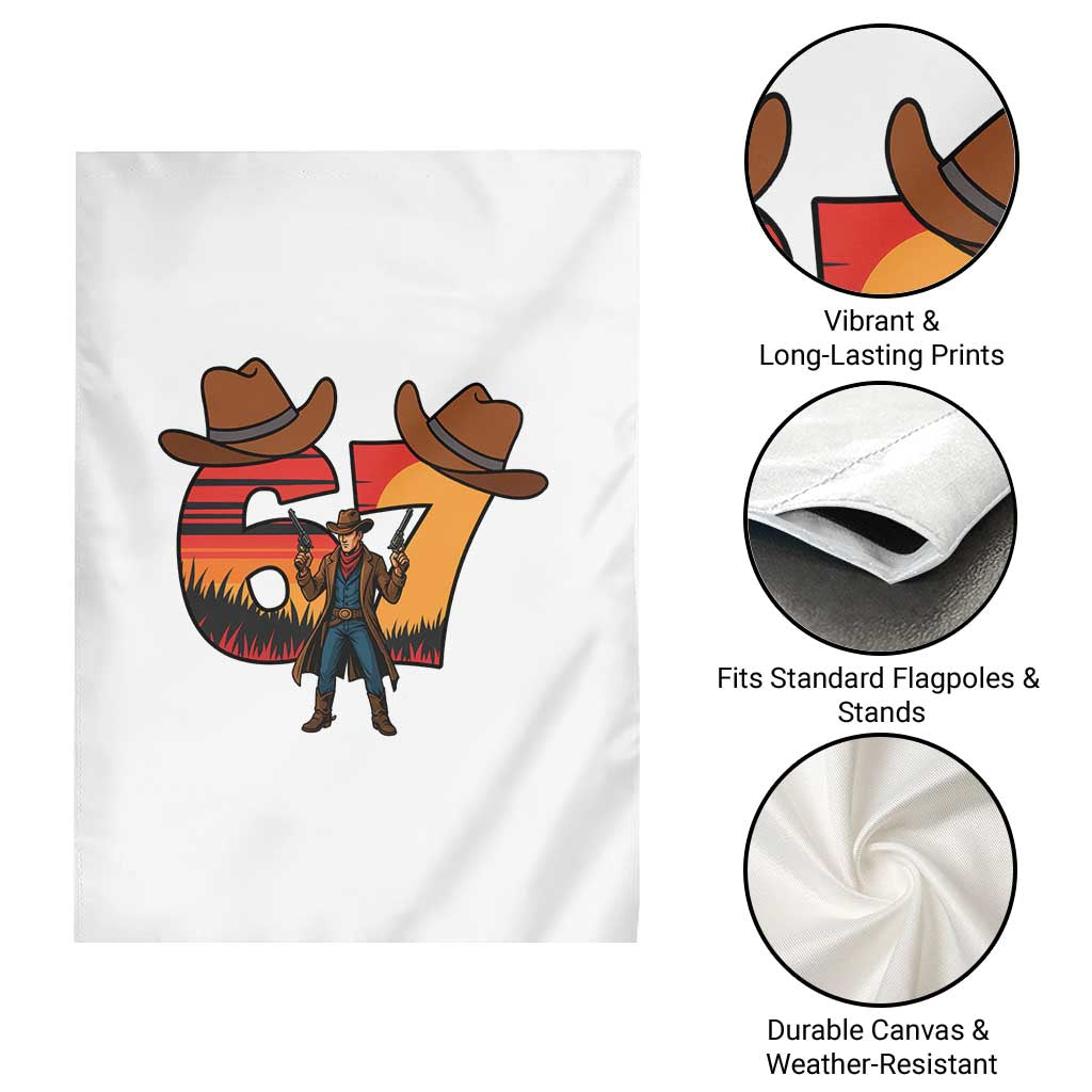 Six Seven Meme Cowboy Garden Flag Funny Western 67 Trend Gift - Wonder Print Shop