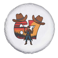Six Seven Meme Cowboy Spare Tire Cover Funny Western 67 Trend Gift - Wonder Print Shop