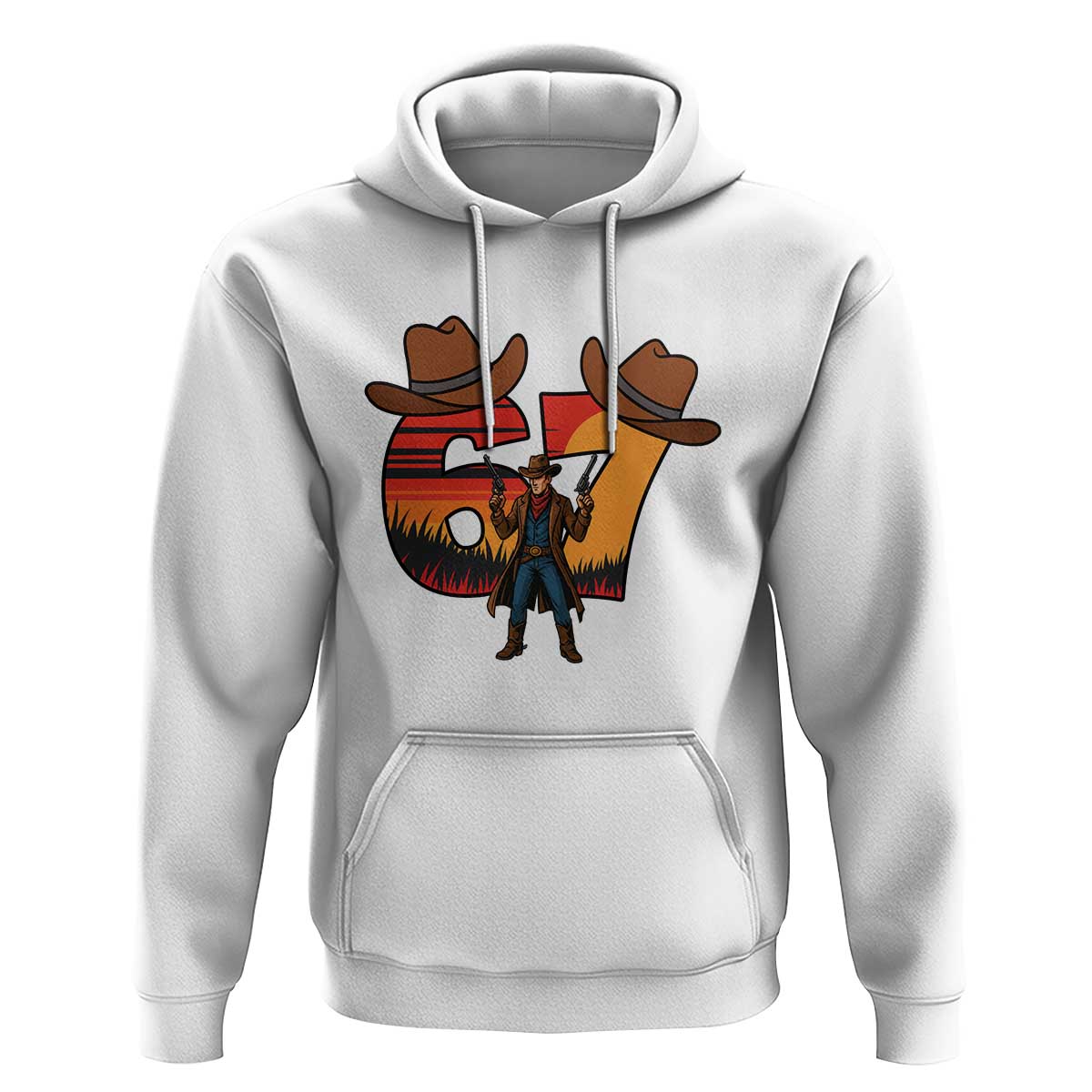 Six Seven Meme Cowboy Hoodie Funny Western 67 Trend Gift - Wonder Print Shop
