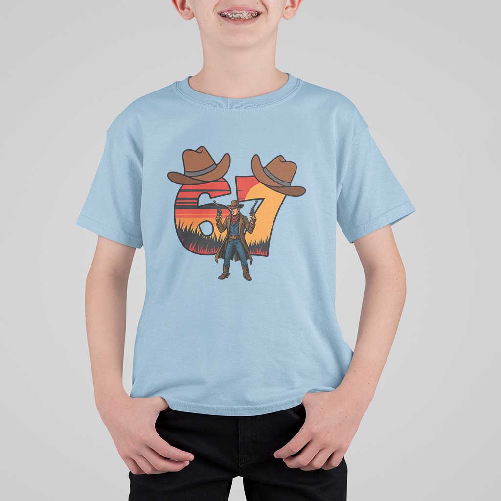 Six Seven Meme Cowboy T Shirt For Kid Funny Western 67 Trend Gift - Wonder Print Shop