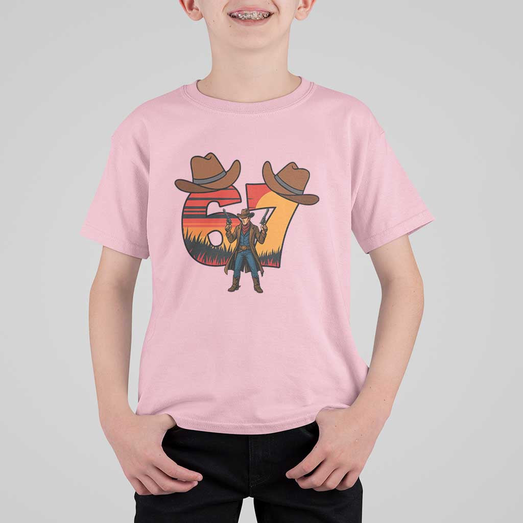 Six Seven Meme Cowboy T Shirt For Kid Funny Western 67 Trend Gift - Wonder Print Shop