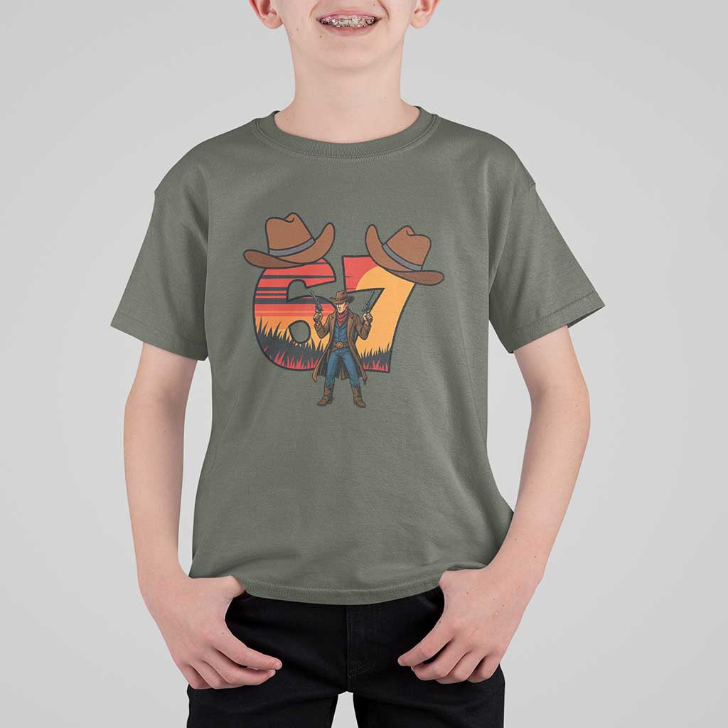 Six Seven Meme Cowboy T Shirt For Kid Funny Western 67 Trend Gift - Wonder Print Shop