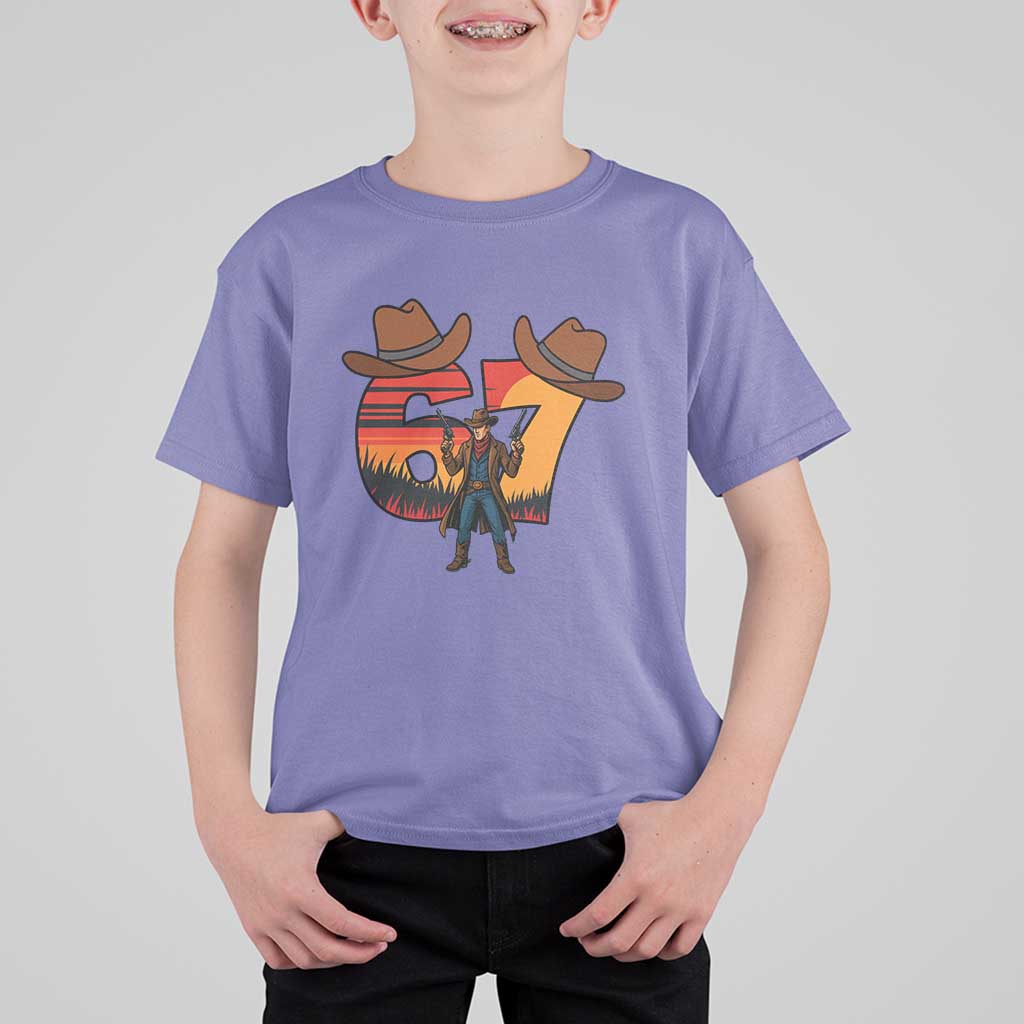 Six Seven Meme Cowboy T Shirt For Kid Funny Western 67 Trend Gift - Wonder Print Shop