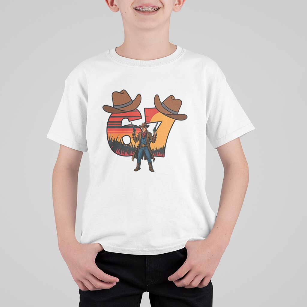 Six Seven Meme Cowboy T Shirt For Kid Funny Western 67 Trend Gift - Wonder Print Shop