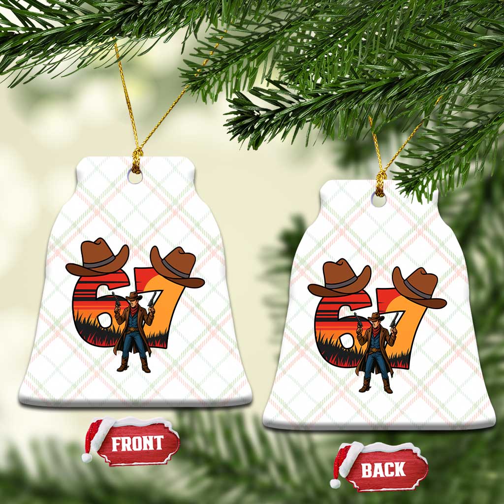 Six Seven Meme Cowboy Ceramic Ornament Funny Western 67 Trend Gift - Wonder Print Shop