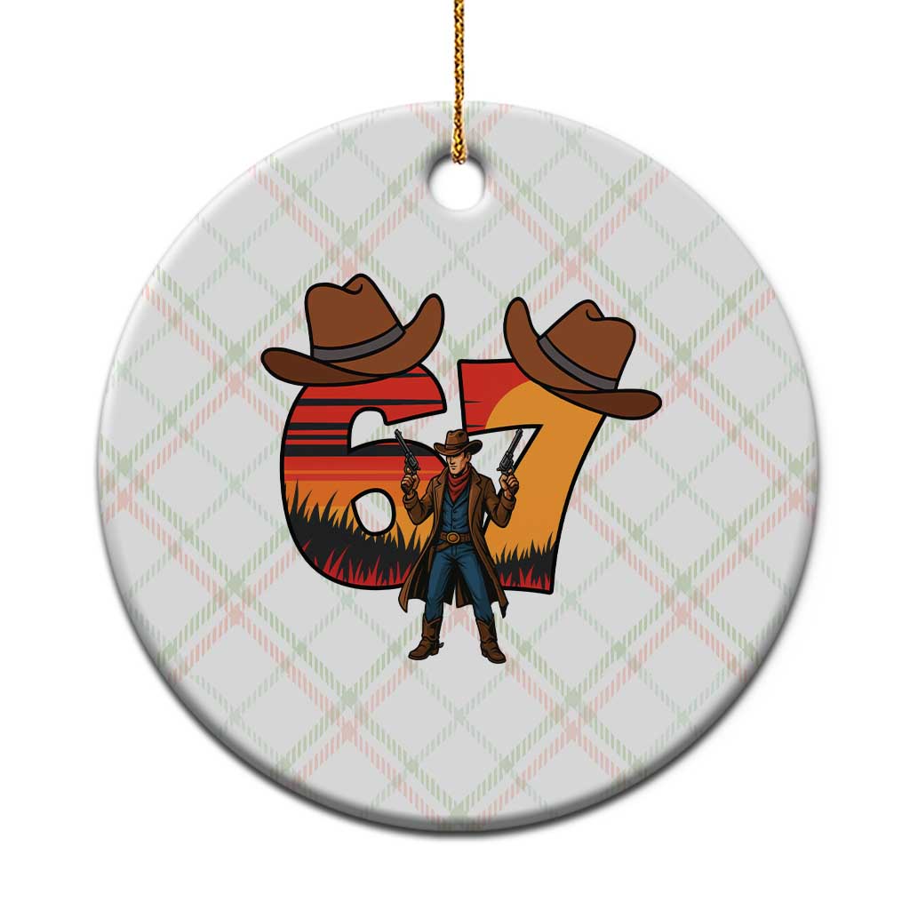 Six Seven Meme Cowboy Ceramic Ornament Funny Western 67 Trend Gift - Wonder Print Shop