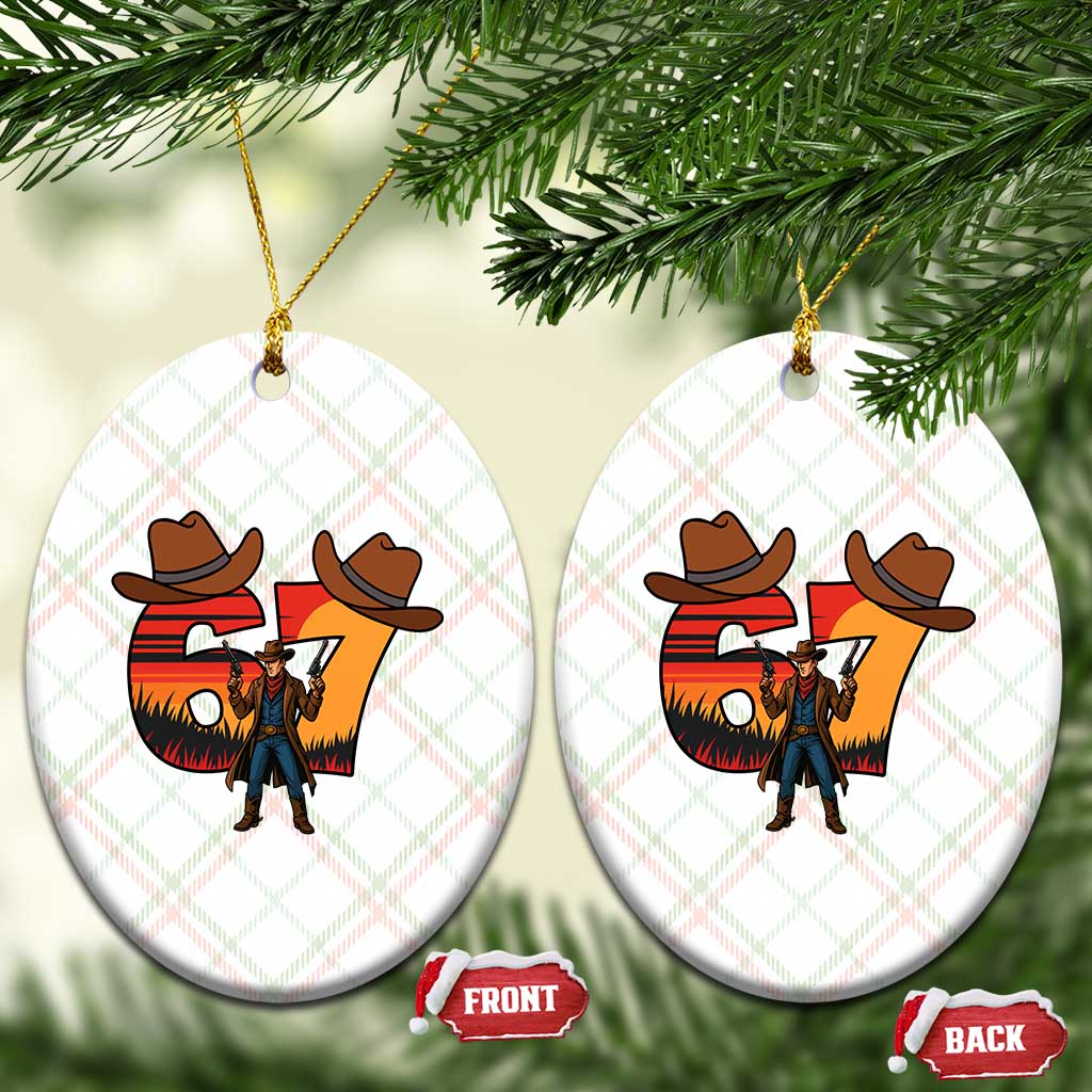 Six Seven Meme Cowboy Ceramic Ornament Funny Western 67 Trend Gift - Wonder Print Shop