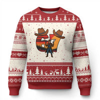Six Seven Meme Cowboy Ugly Christmas Sweater Funny Western 67 Trend Gift - Wonder Print Shop