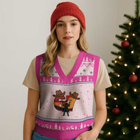 Six Seven Meme Cowboy V-Neck Knit Sweater Vest Funny Western 67 Trend Gift - Wonder Print Shop