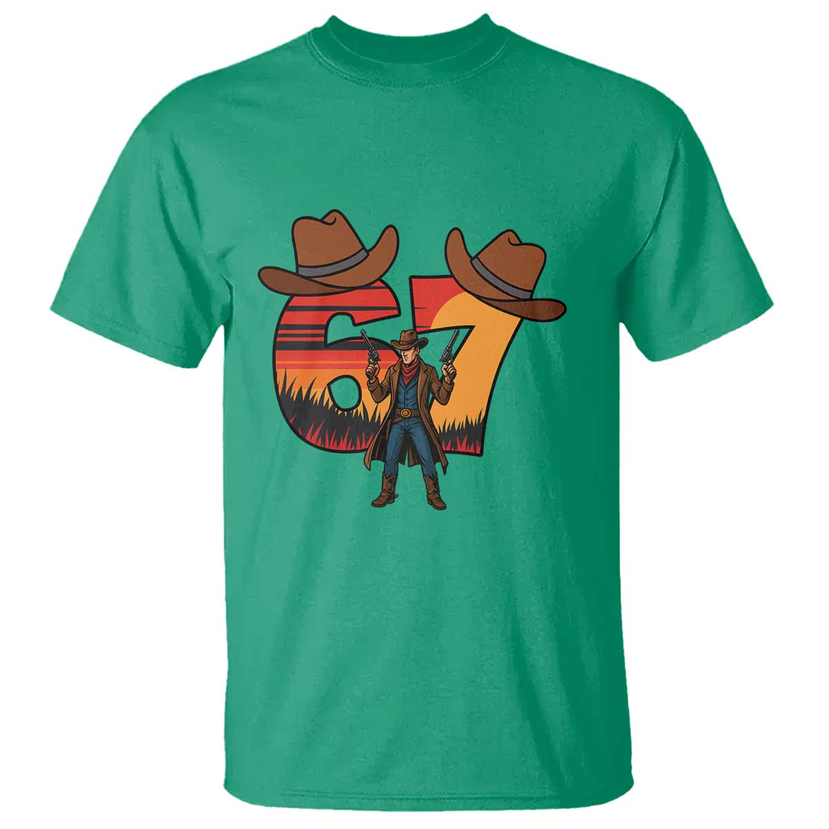 Six Seven Meme Cowboy T Shirt Funny Western 67 Trend Gift - Wonder Print Shop