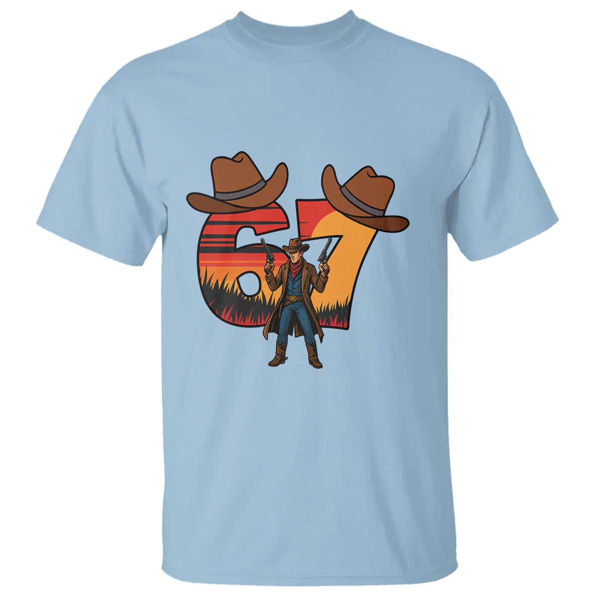 Six Seven Meme Cowboy T Shirt Funny Western 67 Trend Gift - Wonder Print Shop