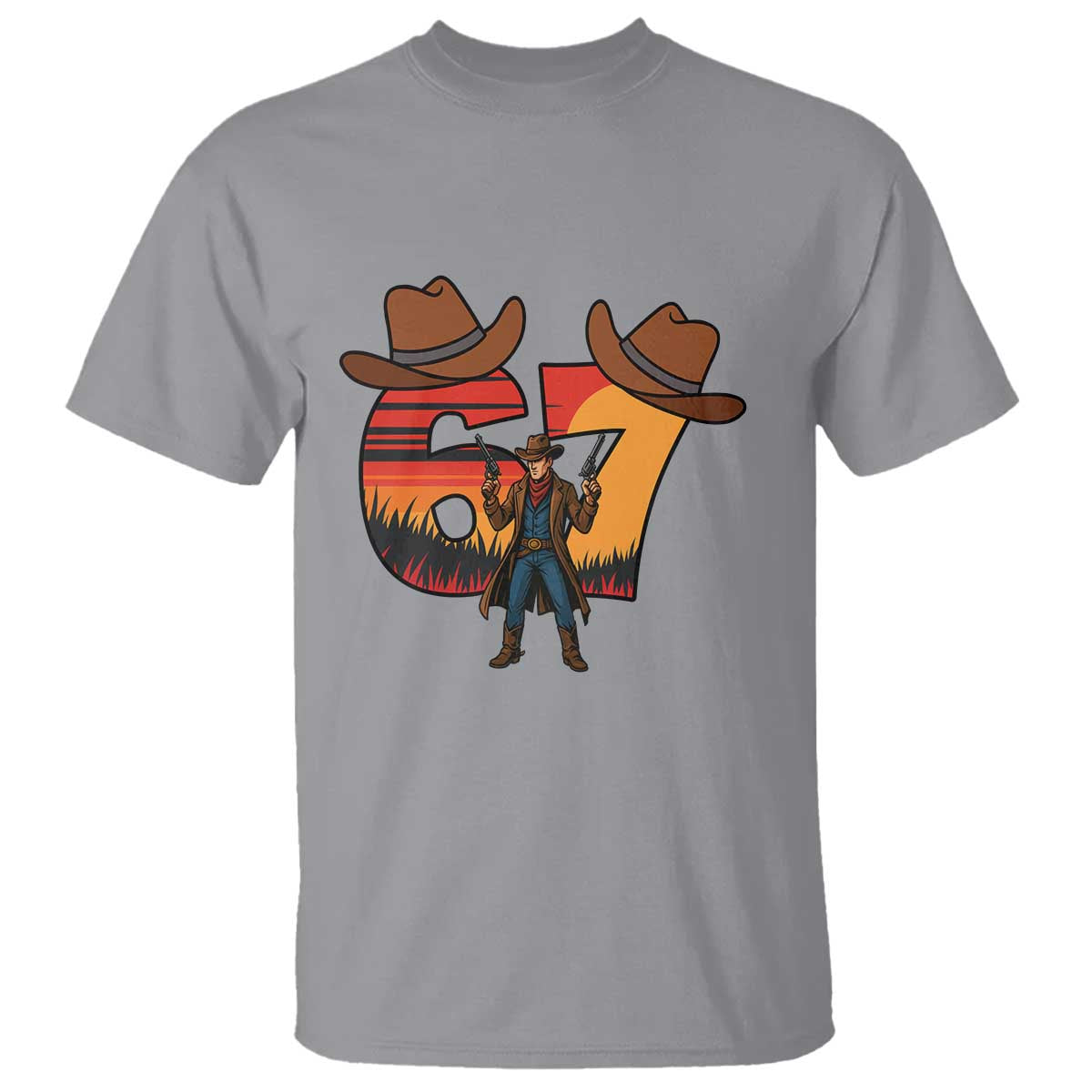 Six Seven Meme Cowboy T Shirt Funny Western 67 Trend Gift - Wonder Print Shop