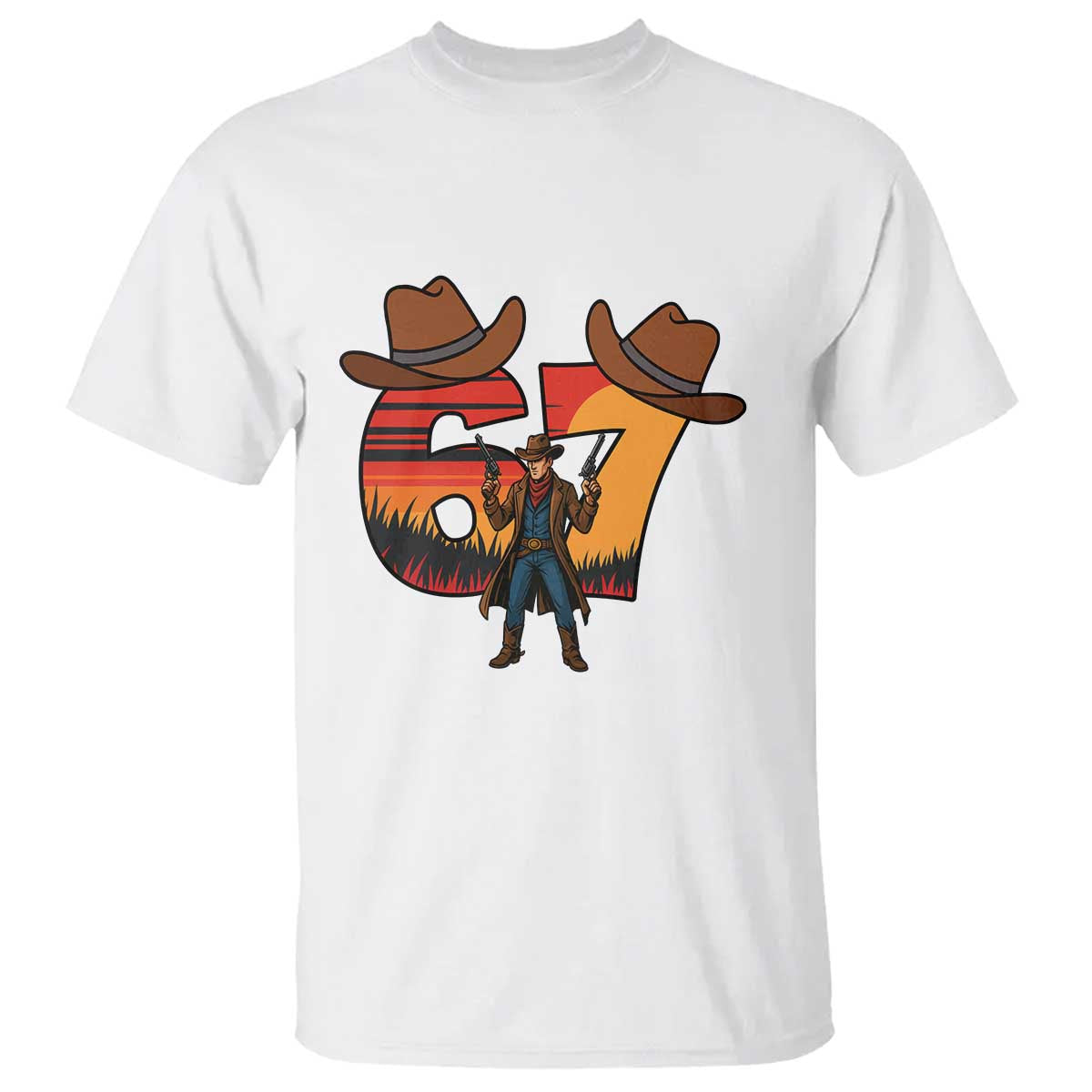 Six Seven Meme Cowboy T Shirt Funny Western 67 Trend Gift - Wonder Print Shop