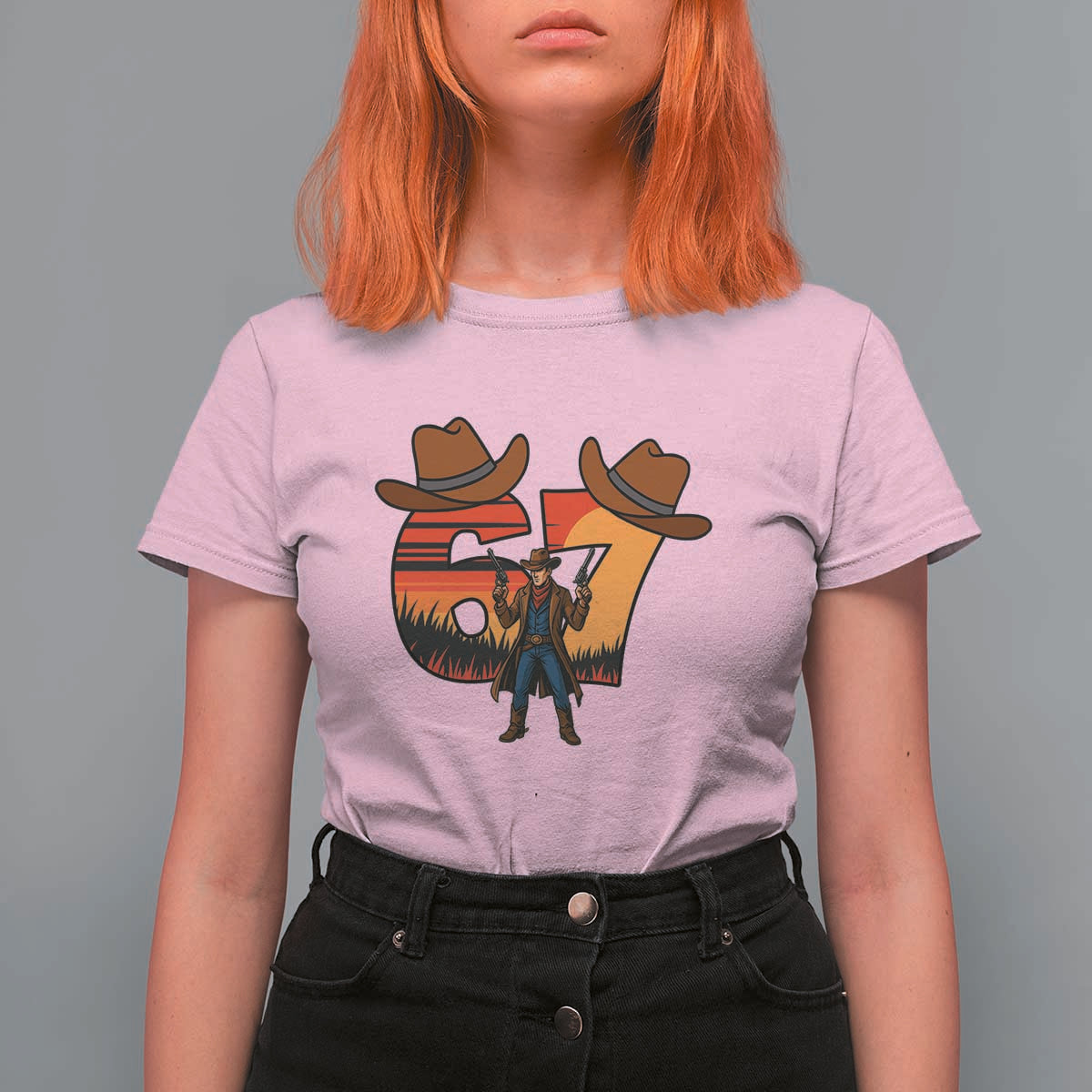 Six Seven Meme Cowboy T Shirt For Women Funny Western 67 Trend Gift - Wonder Print Shop