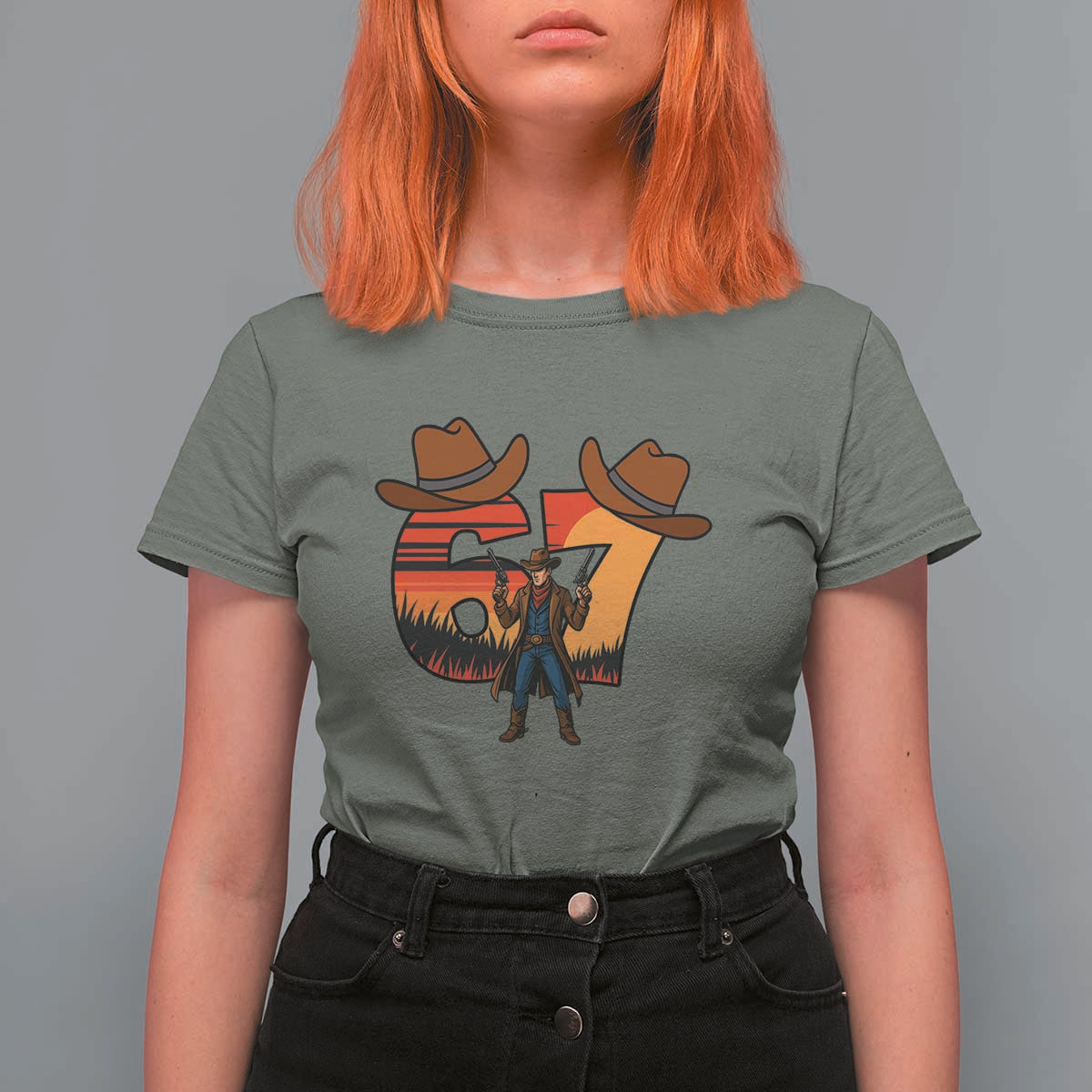 Six Seven Meme Cowboy T Shirt For Women Funny Western 67 Trend Gift - Wonder Print Shop