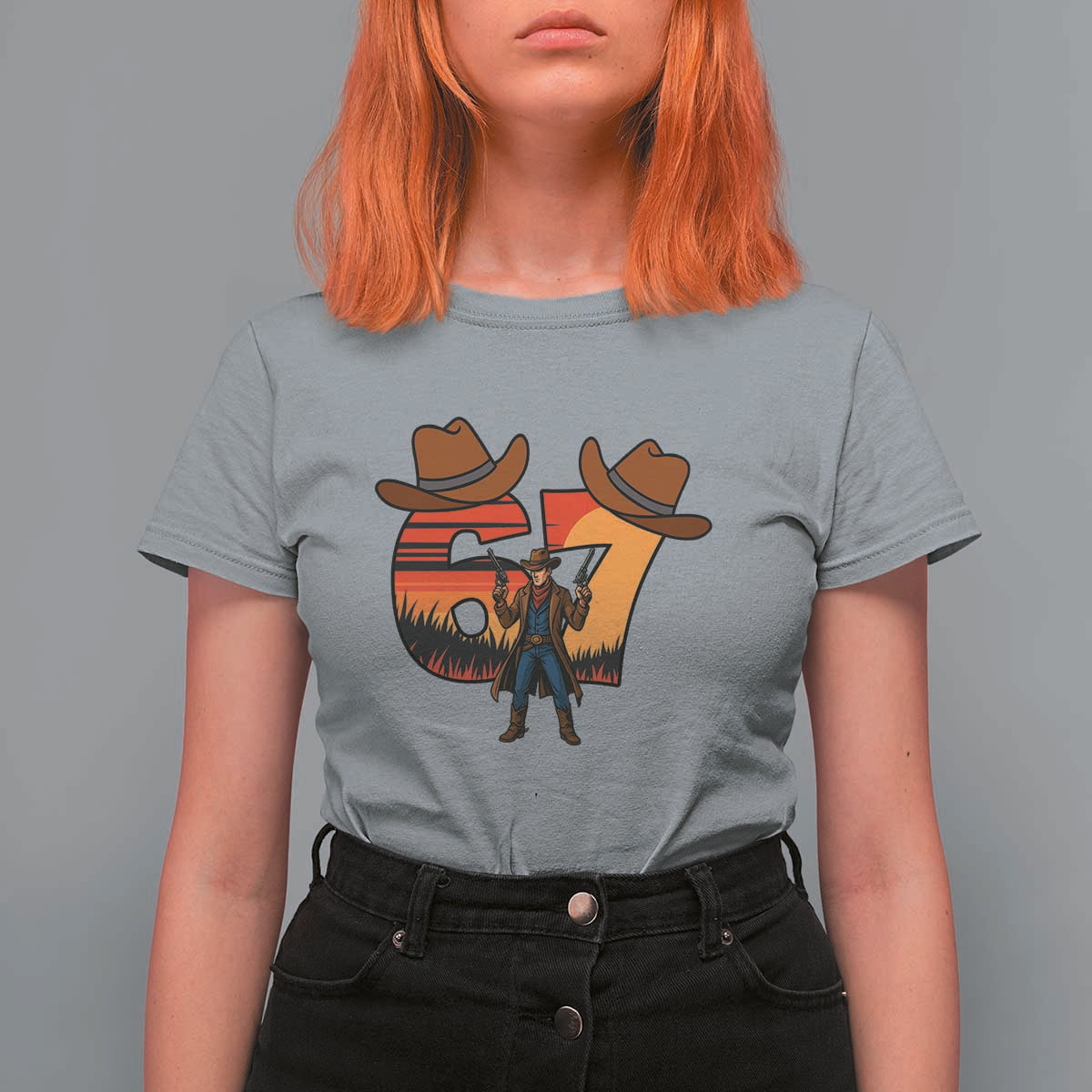 Six Seven Meme Cowboy T Shirt For Women Funny Western 67 Trend Gift - Wonder Print Shop