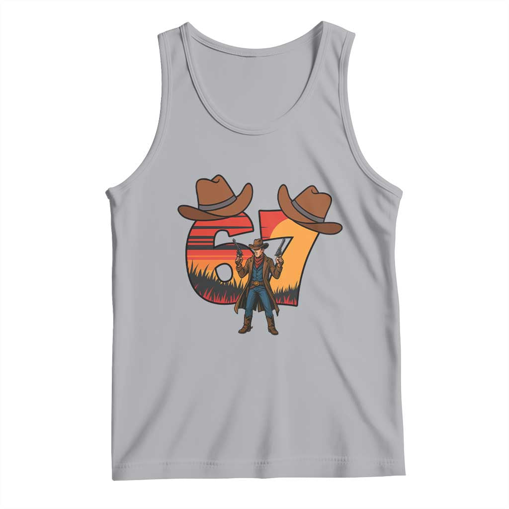 Six Seven Meme Cowboy Tank Top Funny Western 67 Trend Gift - Wonder Print Shop
