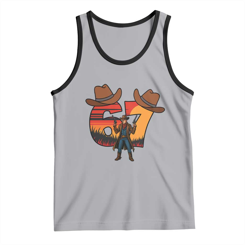 Six Seven Meme Cowboy Tank Top Funny Western 67 Trend Gift - Wonder Print Shop