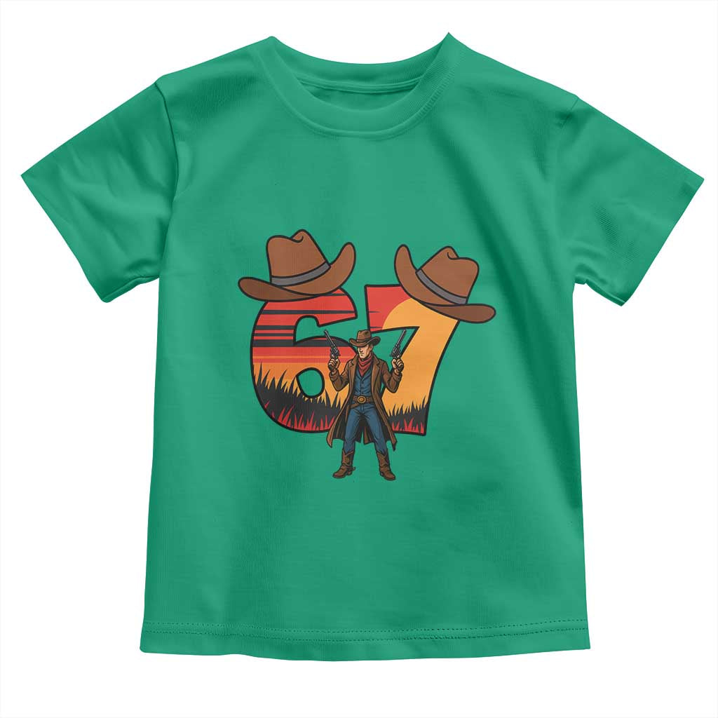 Six Seven Meme Cowboy Toddler T Shirt Funny Western 67 Trend Gift - Wonder Print Shop