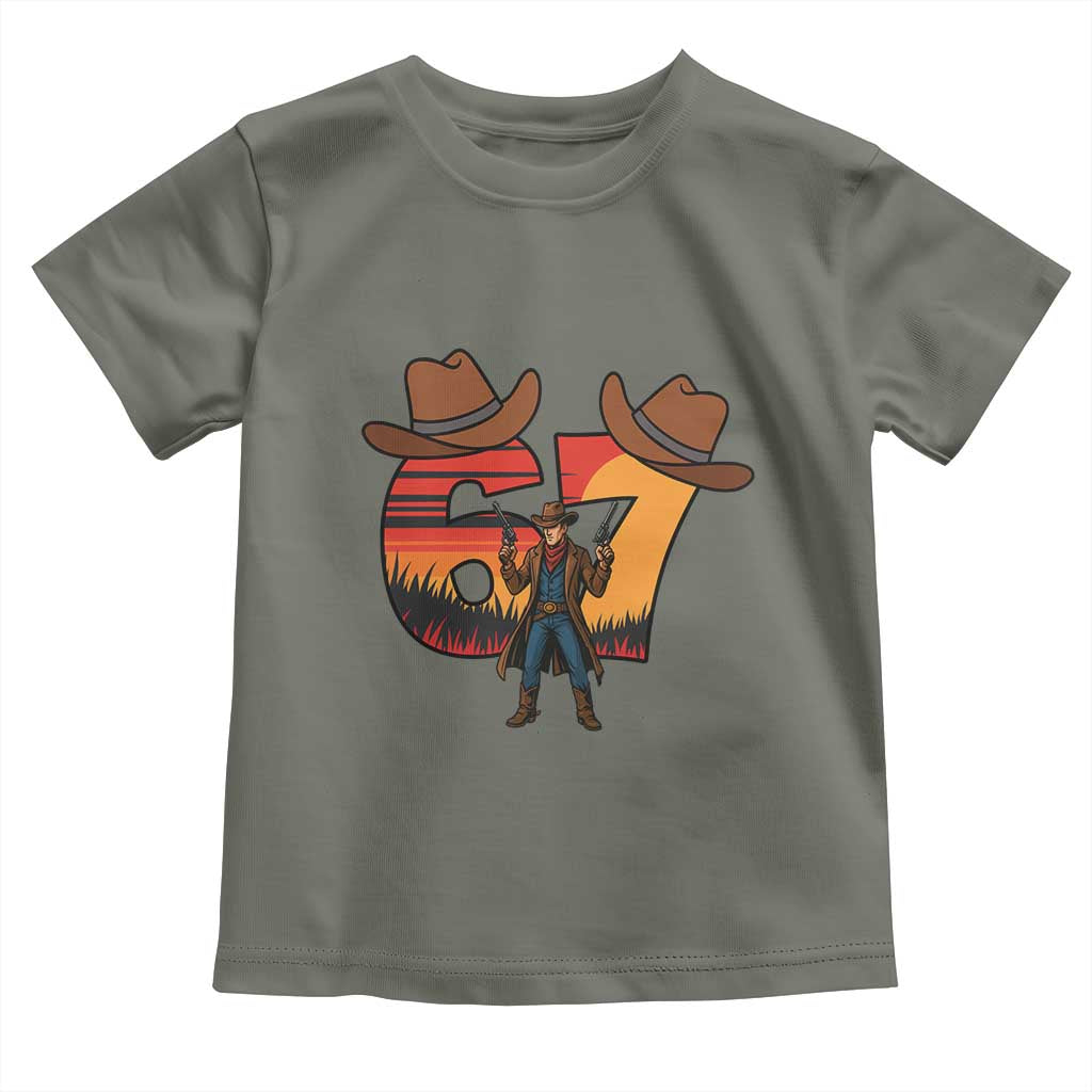 Six Seven Meme Cowboy Toddler T Shirt Funny Western 67 Trend Gift - Wonder Print Shop