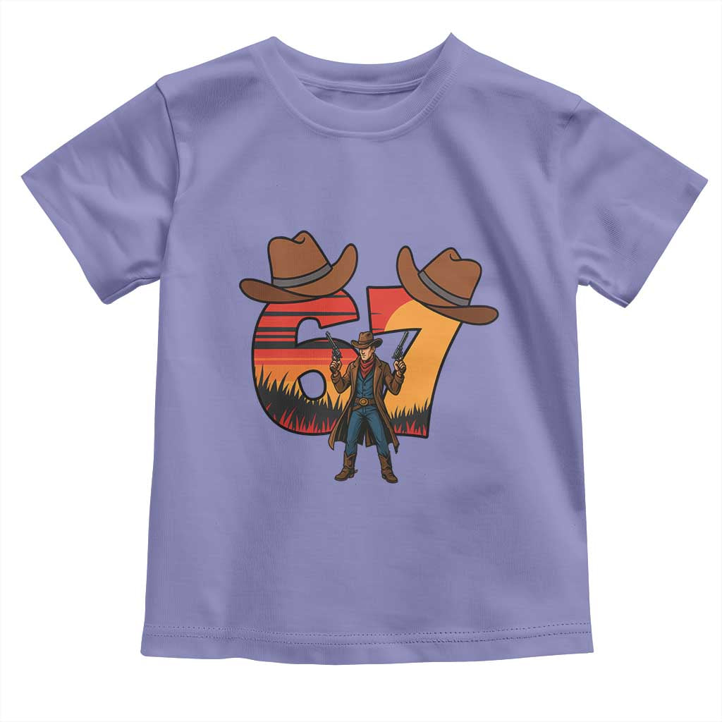 Six Seven Meme Cowboy Toddler T Shirt Funny Western 67 Trend Gift - Wonder Print Shop