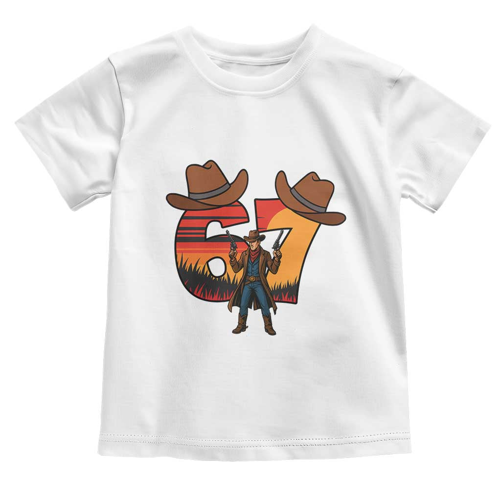 Six Seven Meme Cowboy Toddler T Shirt Funny Western 67 Trend Gift - Wonder Print Shop