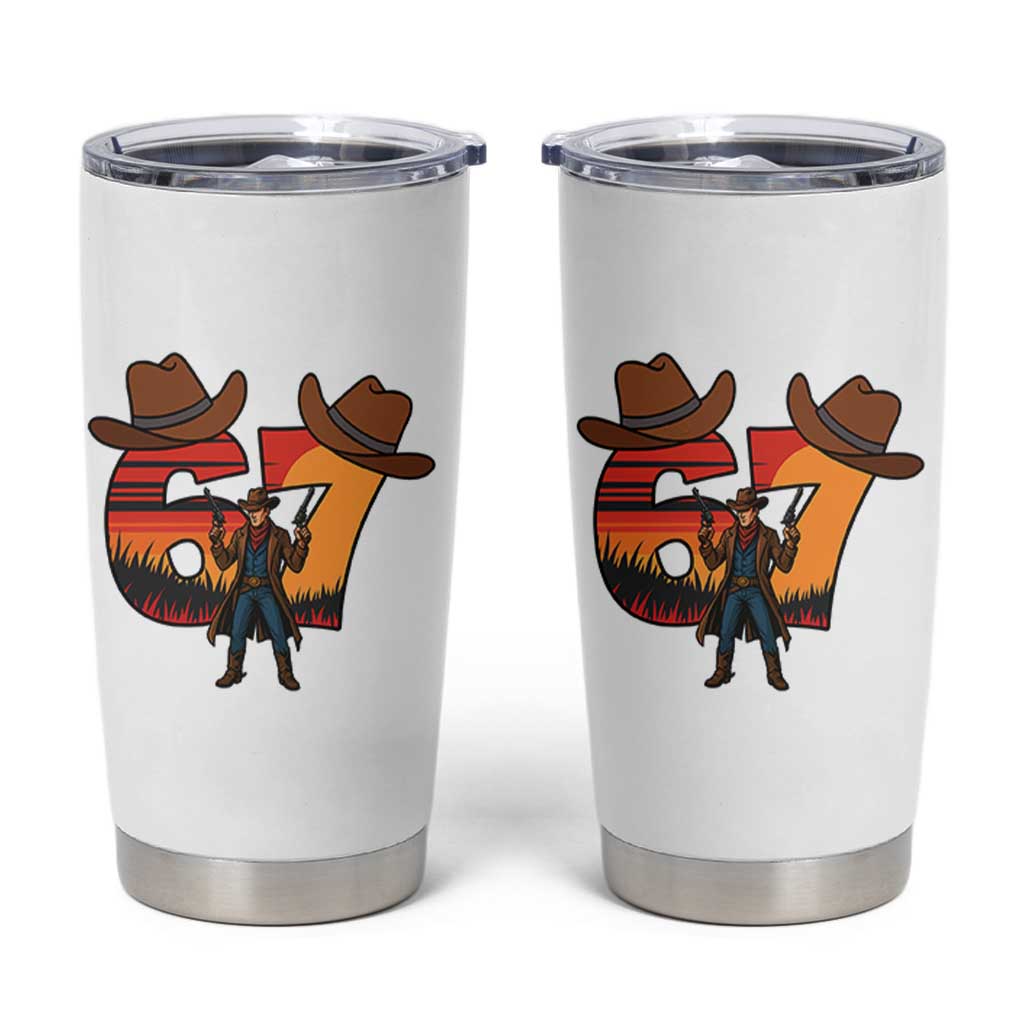 Six Seven Meme Cowboy Tumbler Cup Funny Western 67 Trend Gift - Wonder Print Shop