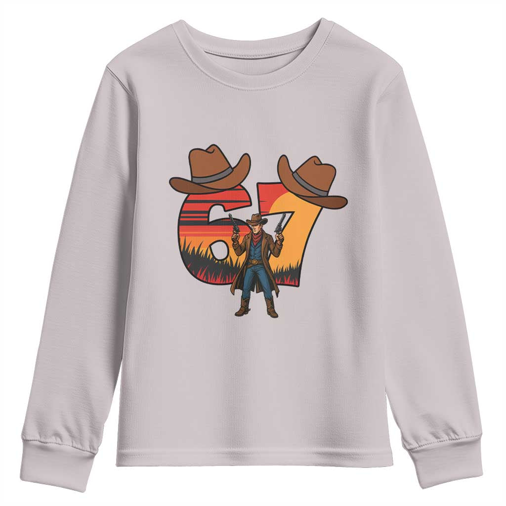 Six Seven Meme Cowboy Youth Sweatshirt Funny Western 67 Trend Gift - Wonder Print Shop