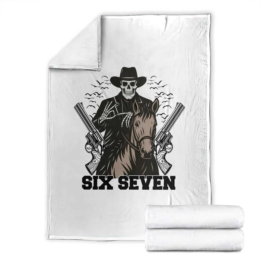 Six Seven Meme Skeleton Cowboy Throw Blanket Funny Western Gift - Wonder Print Shop