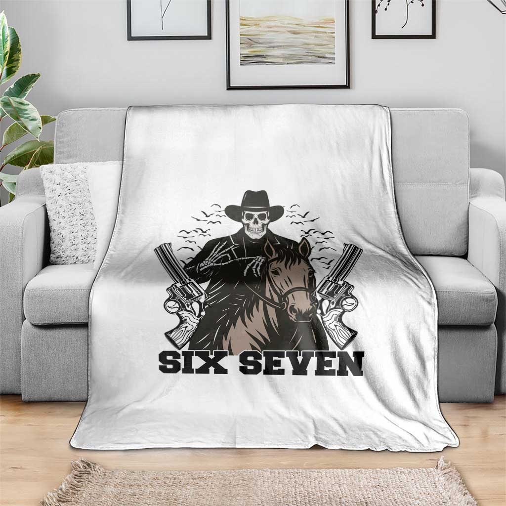 Six Seven Meme Skeleton Cowboy Throw Blanket Funny Western Gift - Wonder Print Shop